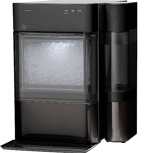 GE Profile Opal 2.0 with 0.75 Gallon Tank, Chewable Crunchable Countertop Nugget Ice Maker, Scoop included, 38 lbs in 24 hours, Pellet Ice Machine with WiFi & Smart Connected, Black Stainless Steel - Opal 2.0 + Side Tank - Black Stainless