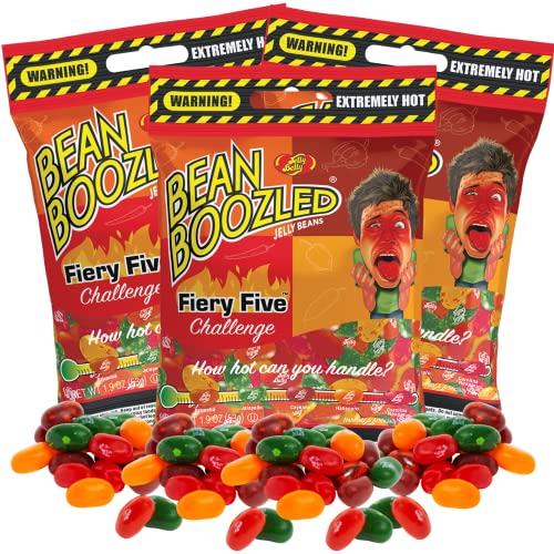 Extremely Hot Jelly Bean Challenge Bags, Five Spicy Flavored Chewy Candies, Game Candy Refill Bag, Grab and Go Packaged Snack