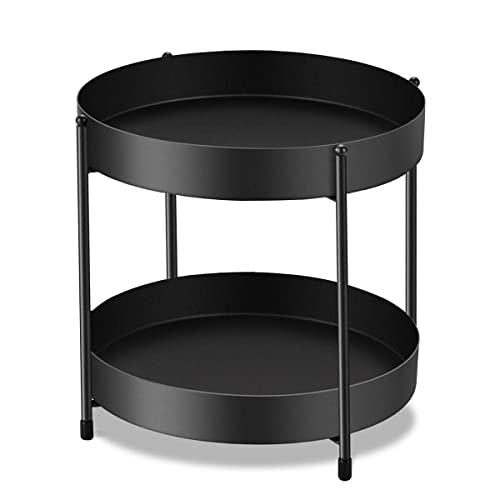 2-Tier Bathroom Countertop Organizer Decorative Tray Vanity Tray Cosmetic & Makeup Storage Standing Shelf, Black