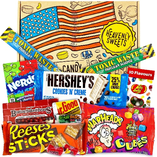 American Sweets Gift Box - American Candy - USA Treats, Jolly Rancher Reeses - American Chocolate and Sweets Gift Box for Birthday, Fathers Day, Gift for Him Her - Heavenly Sweets