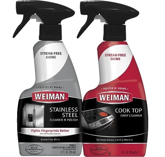 Weiman Stainless Steel Cleaner & Cooktop Daily Cleaner - 12 Ounce - Kitchen Appliance Cleaner Kit