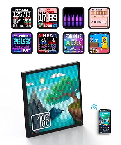 Divoom Pixoo-64 LED Pixel Display Frame - Smart Digital Art Frame with WiFi Control, 64x64 Resolution, Customizable Pixel Art, and App Connectivity - Perfect for Home Decor and Gaming Enthusiasts