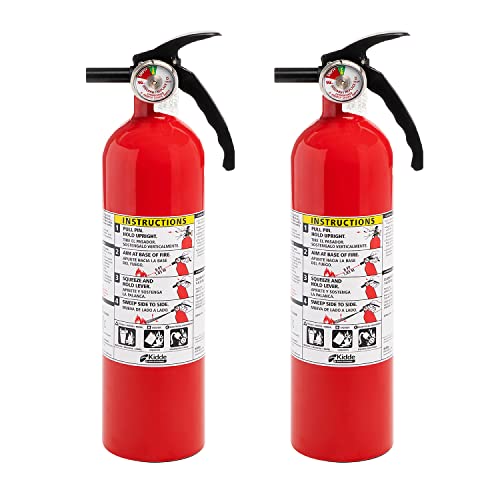 Kidde Fire Extinguisher for Home, 1-A:10-B:C, Dry Chemical Extinguisher, Red, Mounting Bracket Included, 2 Pack - 2 Pack - Basic - Fire Extinguisher