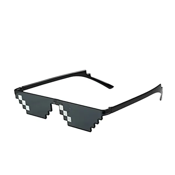 Thug Sunglasses Classic Black Retro Style 8 Bit Pixel Sun Shades Pixelated Meme Eye Glasses Unisex For Men Women Boys Girls Parties Funny Joke Photo Cool Life Party Props