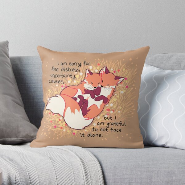 "Grateful" Fox Flower Cuddles Throw Pillow by thelatestkate