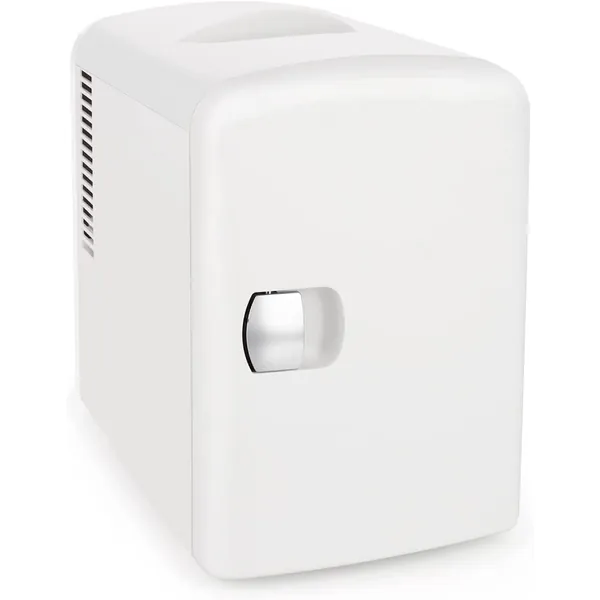 Living Enrichment Mini Fridge Chilling and Warming, Portable Compact Refrigerator AC/DC Power, 4L 6 Cans Capacity, for Skincare, Foods, Medications, Milk, Home and Travel - White - White Refrigerator