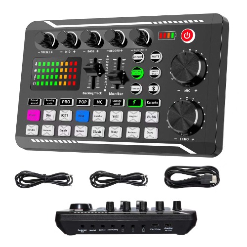 Professional Audio Mixer, SINWE Live Sound Card and Audio Interface with DJ Mixer Effects and Voice Changer,Podcast Production Studio Equipment, Prefect for Streaming/Podcasting/Gaming - F998 Sound Card