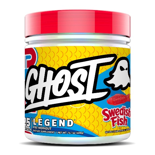 GHOST Legend Pre-Workout Energy Powder, Swedish Fish - 25 Servings - Caffeine, L-Citrulline, & Beta Alanine Blend for Energy Focus & Pumps - Free of Soy, Sugar & Gluten, Vegan - Swedish Fish