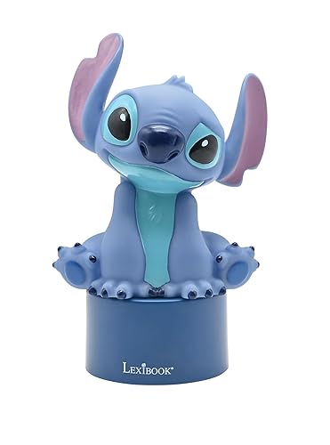 LEXiBOOK, Disney Stitch, Nightlight with Speaker, Color Change, Soft Light, Battery Operated, Blue, NS01D - Disney Stitch