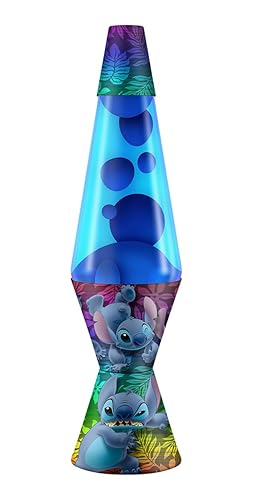 Spencer Gifts Lava® Lamp - 17" Lilo & Stitch - The Original Motion Lamp - Blue Wax and Blue Liquid with Lilo & Stitch Printed Base Exclusive
