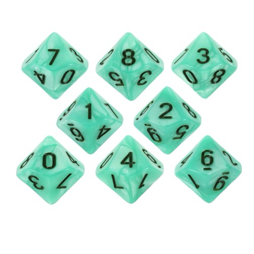 Paladin Roleplaying Turquoise Pearl Dice - 8 D10 Set - 'Aqua'