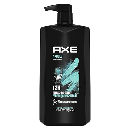 Axe Dual Action Body Wash for Long Lasting Freshness Apollo Sage & Cedarwood Men's Mositurizing Shower Gel with 100% Plant-based Prebiotics, No Parabens, Dermatologist tested 946 mL - Apollo - 946 ml (Pack of 1)