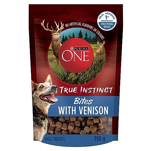 Purina ONE True Instinct Bites Natural Dog Treats, Venison - 198 g Pouch (1 Pack) - 198 g (Pack of 1)