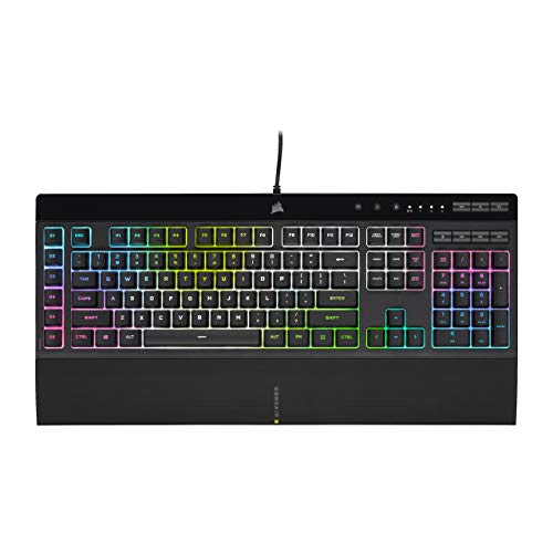 CORSAIR K55 RGB PRO XT - Dynamic Per-Key RGB Backlighting - Six Macro Keys with Elgato Stream Deck Software Integration - IP42 Dust and Spill-Resistant - Detachable Palm Rest - Media and Volume Keys - RGB PRO XT