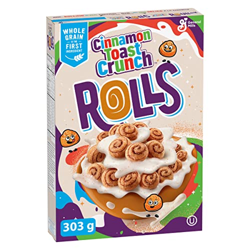 CINNAMON TOAST CRUNCH Rolls Cereal Box, Cinnamon Roll Taste, 303 Grams Package of Cereal, Cinnamon Flavour