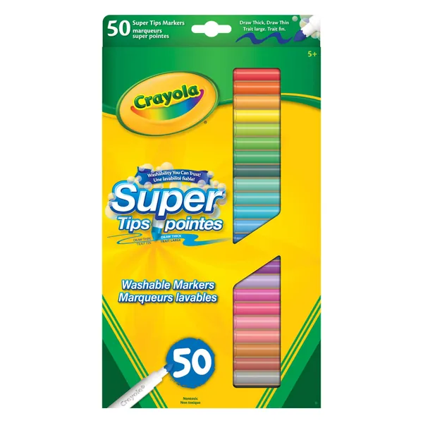 Crayola 50 Super Tips Washable Markers Arts & Crafts, 51 Count (Pack of 1), 56-8150 - 