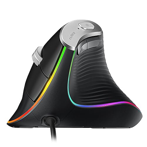 Nulea M504 Wired Vertical Mouse, USB Optical Ergonomic Mouse Wired- B-Black