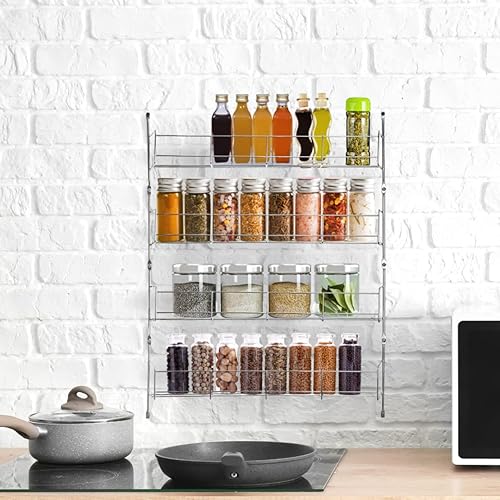 TOP HOME FINE 4 Tier Spice Rack Cupboard Door Chrome