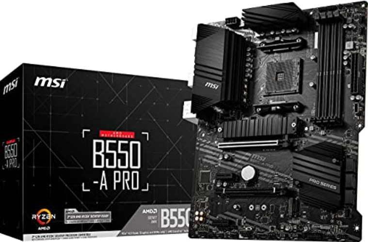MSI B550-A PRO Motherboard ATX - Supports AMD Ryzen 3rd Gen Processors, AM4, DDR4 Boost (4400MHz/OC), 1 x PCIe 4.0/3.0 x16, 1 x PCIe 3.0/3.0 x16, 1 x M.2 Gen4 x4, 1 x M.2 Gen3 x4, HDMI, Gigabit LAN - ATX - B550-A PRO