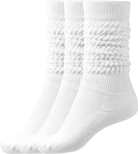BomKinta Slouch Socks Women Thigh High Boot Socks Soft Scrunch Socks Size 5-11 - One Size - White White White -3 Paris