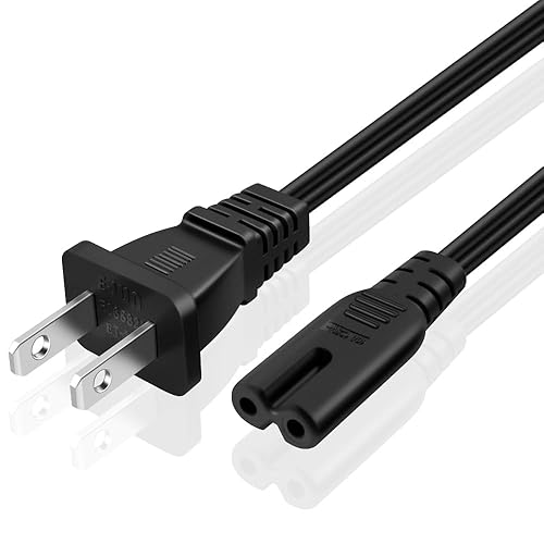TNP 2 Prong Power Cord NEMA 1-15P to IEC320 C7 Power Cable Replacement for PS5 & PS4, Power Cord for Xbox Series S/X, Xbox One S/X, Printers, Soundbar LG, Samsung, TCL, Apple TV, 1 ft, Black - 1FT - Black