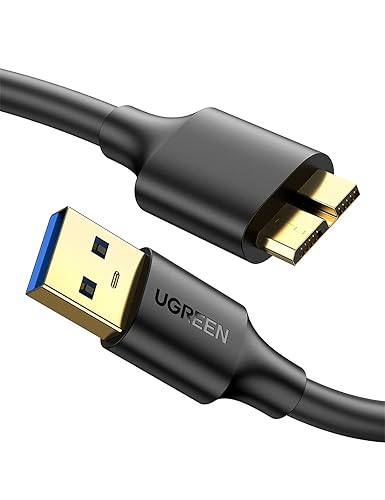 UGREEN Micro USB Cable USB 3.0 A to Micro B Male Cable Charging and Data Sync Cord Compatible with External Hard Drive, Galaxy S5, Note 3, HDD, WD My Passport Drive, WD Elements Drive and More - 1.5ft