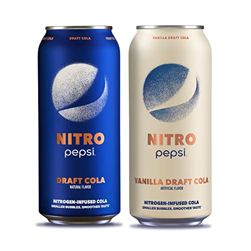 Pepsi Nitro, Draft Cola & Vanilla Draft Cola Variety Pack, 13.65oz Cans (12 Pack) - Variety Pack - 13.65 Fl Oz Cans (Pack of 12)