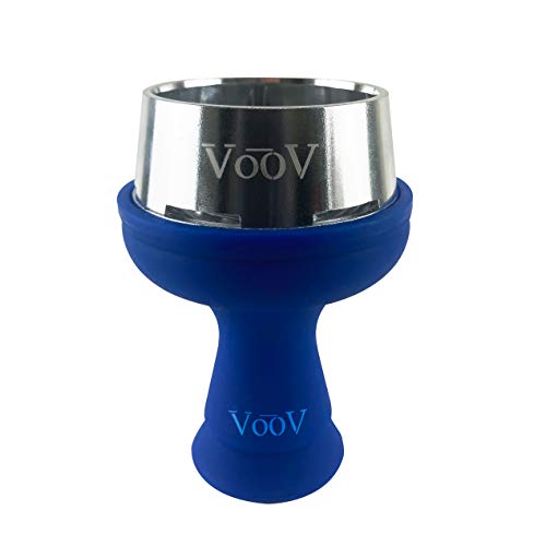 VooV Silicone Hookah Bowl Set Premium Silicone Blue Bowl – Portable Shisha Bowl with Cover Heat Management Charcoal Holder - Silicone Hookah Bowls for Hookah Smoking, Silicone Hookah Head with HMD - Blue