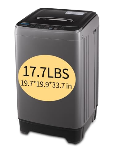 Krib Bling 17.7 lbs Full-Automatic Washing Machine with LED Display, Portable Compact Laundry Washer with Drain Pump, 10 Wash Programs 8 Water Levels, Grey - 17.7Lbs - Grey