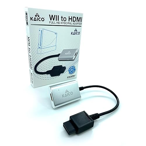 Kaico Wii HDMI Adapter with Wii HDMI Cable for use with Nintendo Wii Consoles - Wii to HDMI Adapter Supports Component Output - A Simple Plug & Play – Supports NTSC and PAL consoles