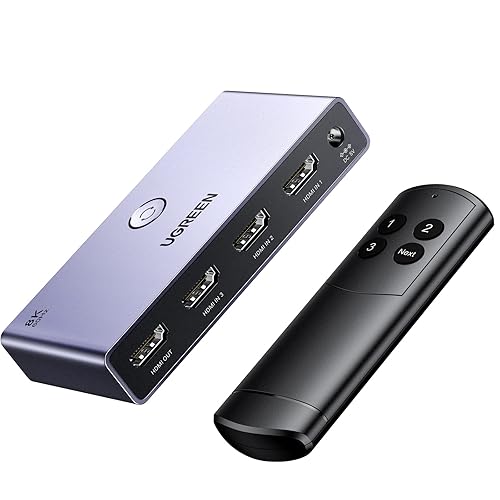 UGREEN HDMI 2.1 Switch, 4K@120Hz HDMI Switch 3 In 1 Out, 8K@60Hz HDMI Switcher Support VRR & ALLM, Dolby Vision & Atmos, High-Speed 48Gbps HDMI Splitter 3 In 1 Out for PS5, Xbox, TV Box, DVD Player
