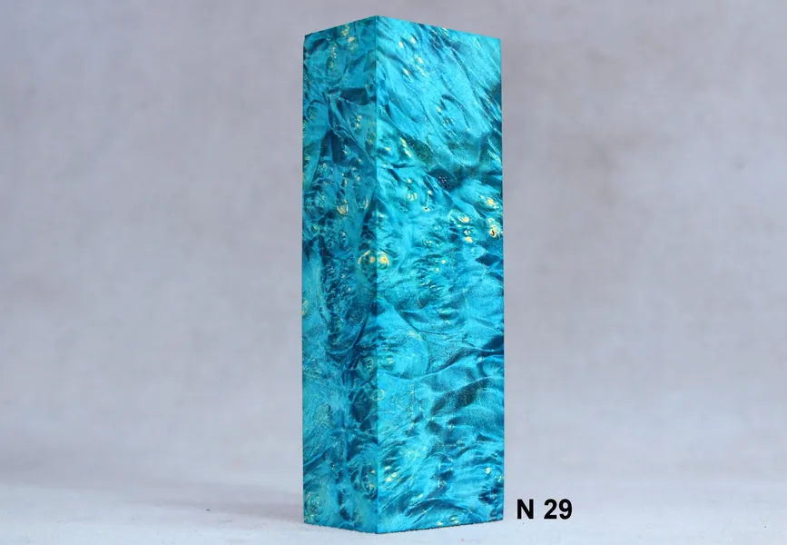 Gestabiliseerd esdoorn burl hout - Knife Handle Blanks. Kleur - Blue Am