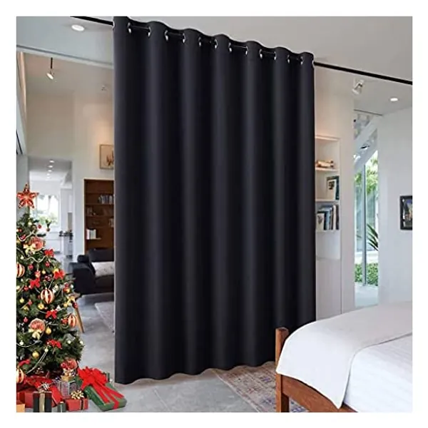 
                            RYB HOME Blackout Thermal Insulated Blind Curtains, Noise Reduce Barrier for Nursery, Portable Curtain for Sliding Glass Door / Storage / Space Room Divider, 7 ft Tall x 8.3 ft Wide, Black, 1 Panel
                        