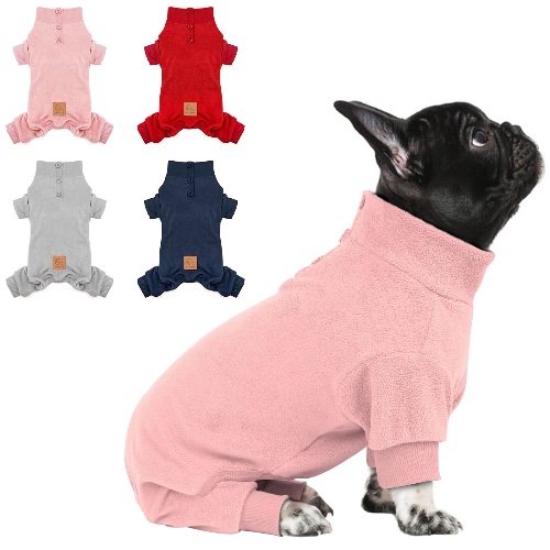 cyeollo Dog Pajamas Fleece Dog Pjs Stretchy Jumpsuit Thermal Dog Clothes Doggie Warm Outfits Jammies for Small Dogs Apparel Color Pink - X-Large 1# Pink