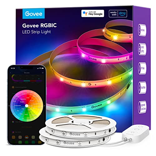 Govee Smart RGBIC LED Strip Lights 65.6ft, Alexa LED Light Strip Work with Google Assistant, Music Sync, DIY Multiple Colors on One Line, WiFi Color Changing Lights for Bedroom, Living Room, Christmas - 65.6ft