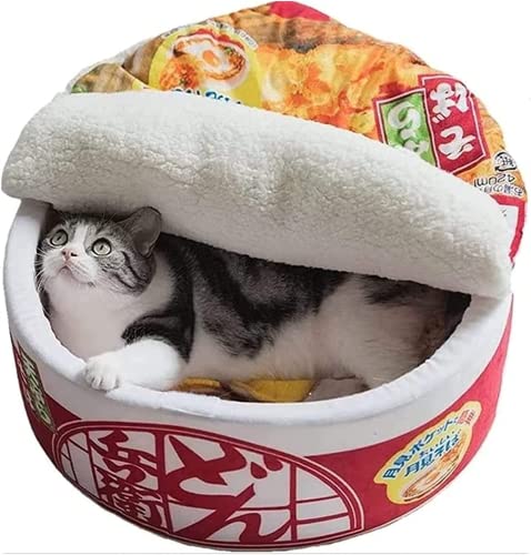 寵幸 Ramen Noodle Dog & Cat Bed,Keep Warm and Super Soft Creative Pet Nest for Indoor Cats,Removable Washable Cushion for Small Medium Large Dogs and Cats - 23.7"L x 23.7"W x 11.0"Th - red