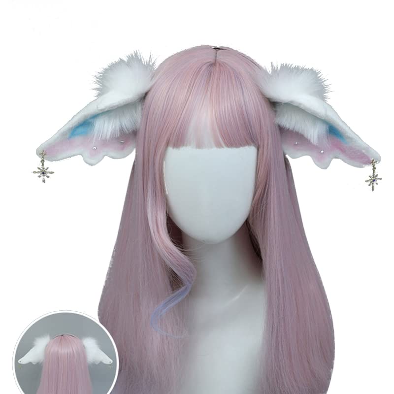 Jonsdavian Handmade Furry Wolf Fox Ears Cat Headdress Simulation Fluffy Plush Animal Hair Hoop Kawaii Anime Cosplay Headband (29) - 