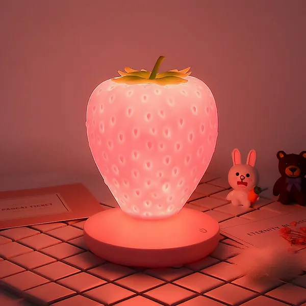 Cute Strawberry LED Touch Lamp | Pink