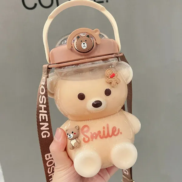 Cute Water Bottle With Straw and Strap | Kawaii Bubble Tea Bottle | Travel Bottle | Sports Bottle