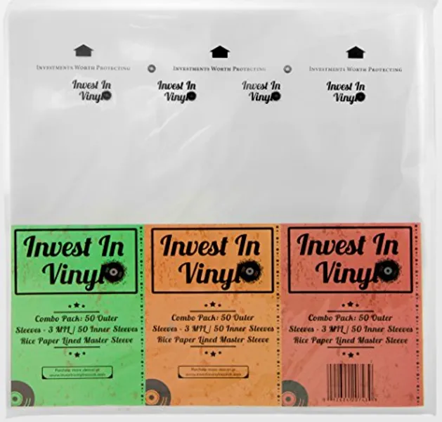 100 LP Sleeves Combo Pack (50 3 mil Outer & 50 Master Inner Sleeves) 33 RPM 12" Vinyl Record Sleeves Provide Your LP Collection with The Proper Protection - Invest In Vinyl