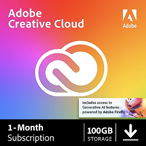 Adobe Creative Cloud | 1-Month Subscription with Auto-Renewal, PC/Mac - PC/Mac Download - 1-Month Creative Cloud All Apps - 1-Month Subscription