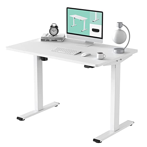 FLEXISPOT Electric Standing Desk Whole Piece 48 x 30 Inch Desktop Adjustable Height Desk Home Office Computer Workstation Sit Stand up Desk (White Frame + White Top, 2 Packages) - 48x30"WholePiece - White