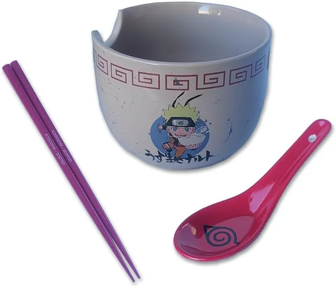 Naruto Shippuden Ramen Bowl Bundle Set with Ramen Bowl, Spoon, and Chopsticks