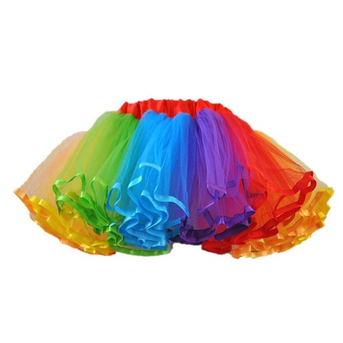 Womens Rainbow Puffy Tutu Layered Tulle Petticoat Skirt for Party - Regular Size(US 0-18w) - Rainbow-1