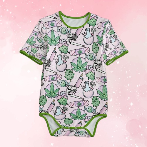 Cute Cannabis Pink Adult SnappieSuit | S / White