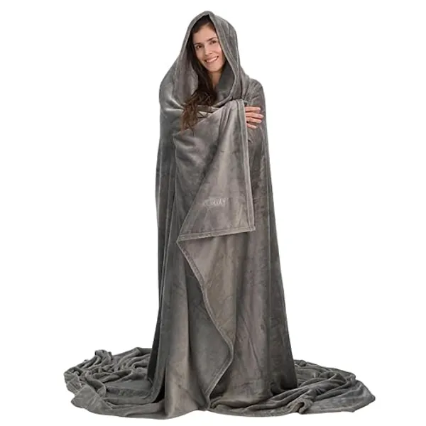 THE COMFY Dream Big Blanket | Soft, Giant, Extra Large, Luxury Throw, Bed, Couch, Office Blanket, 8’ x 8’ - Gray