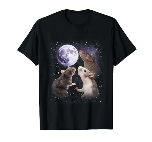 Rats Howling at the Moon Shirt - Funny Rat T-Shirt - Youth - Royal Blue - Large