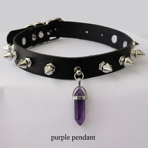 Crystal Spike Choker - black purple