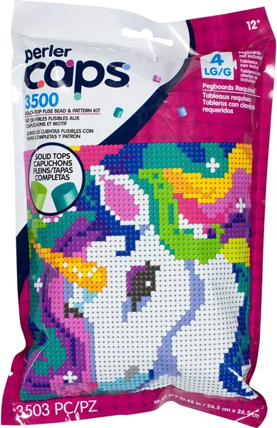 Perler 80-11146 Solid-Top Cap Fuse Beads, 3505pcs, Unicorn Pattern Kit - Unicorn Pattern Kit