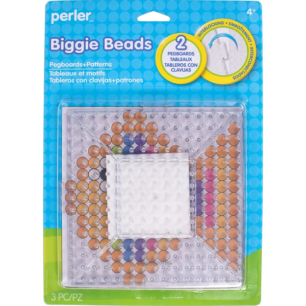 Perler Beads Biggie Beads Pegboards for Kids Crafts, 3 pcs - Multicolor